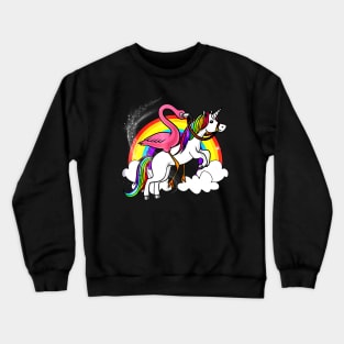 Flamingo And Rainbow Unicorn Crewneck Sweatshirt